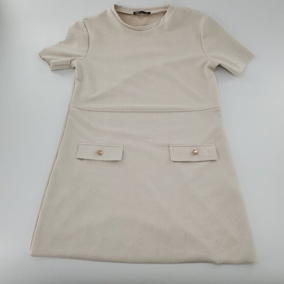 Zara Dresses & Skirts - Zara Creamy Short Sleeve Woman's‎ Short Dress Size S Polyester 95%